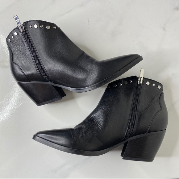 Marc Fisher Black Stud Pointed Toe Booties 7.5 - Picture 8 of 11